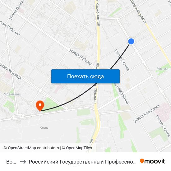 Войкова to Российский Государственный Профессионально-Педагогический Университет map