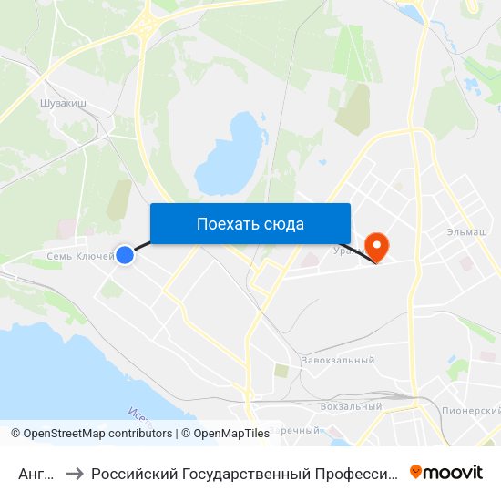 Ангарская to Российский Государственный Профессионально-Педагогический Университет map