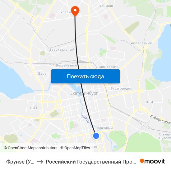 Фрунзе (Ул. Белинского) to Российский Государственный Профессионально-Педагогический Университет map