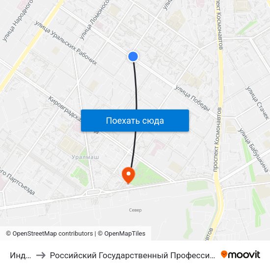 Индустрии to Российский Государственный Профессионально-Педагогический Университет map