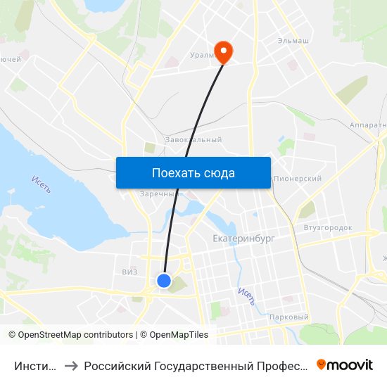 Институт Связи to Российский Государственный Профессионально-Педагогический Университет map