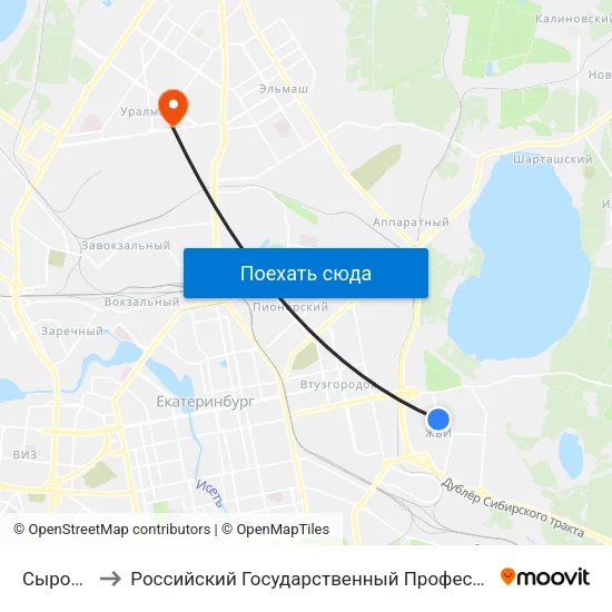 Сыромолотова to Российский Государственный Профессионально-Педагогический Университет map