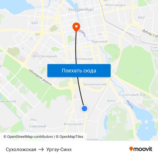 Сухоложская to Ургэу-Синх map