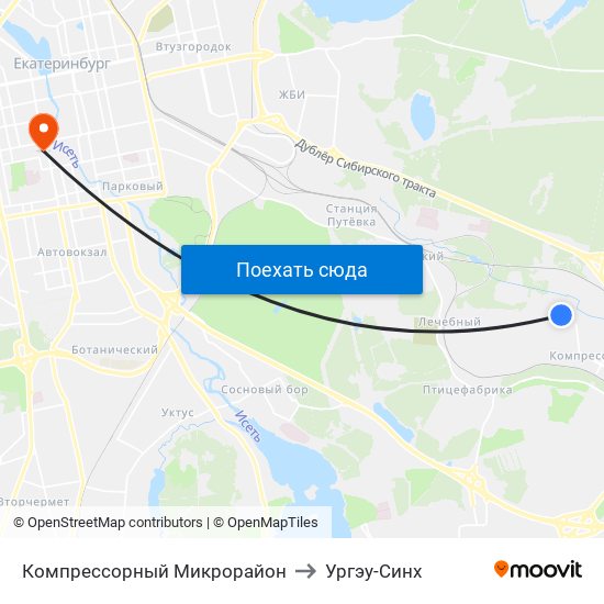 Компрессорный Микрорайон to Ургэу-Синх map