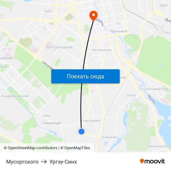 Мусоргского to Ургэу-Синх map