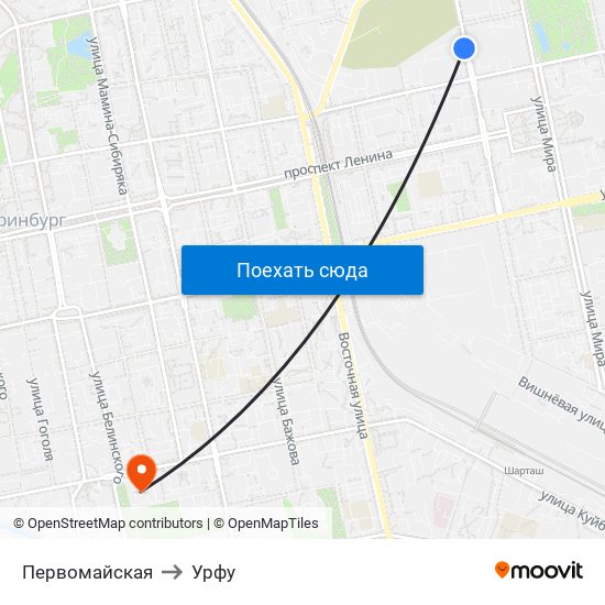 Первомайская to Урфу map