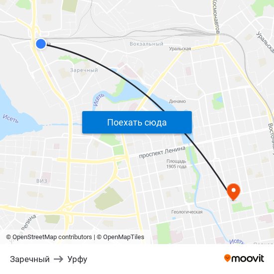 Заречный to Урфу map