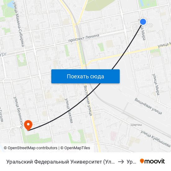 Уральский Федеральный Университет (Ул. Мира) to Урфу map