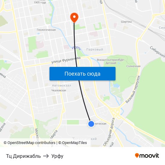 Тц Дирижабль to Урфу map