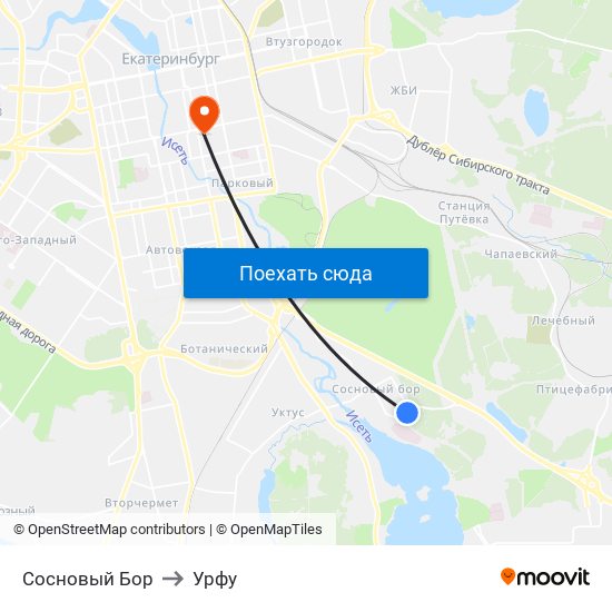 Сосновый Бор to Урфу map