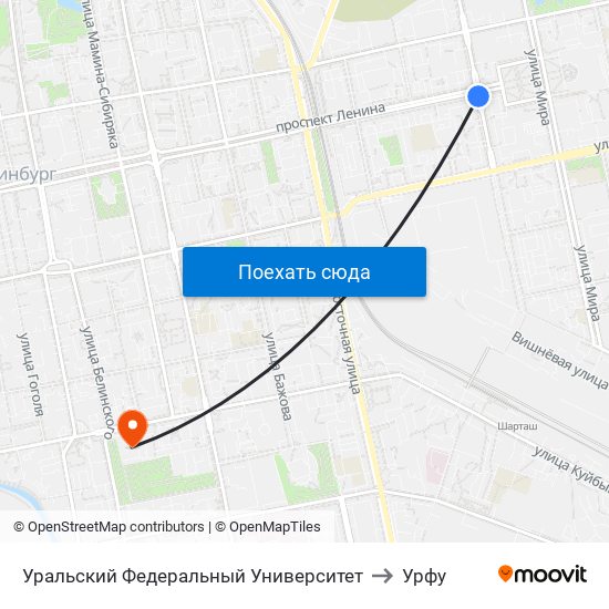 Уральский  Федеральный Университет to Урфу map