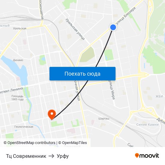Тц Современник to Урфу map