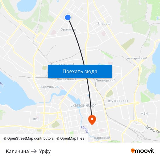 Калинина to Урфу map