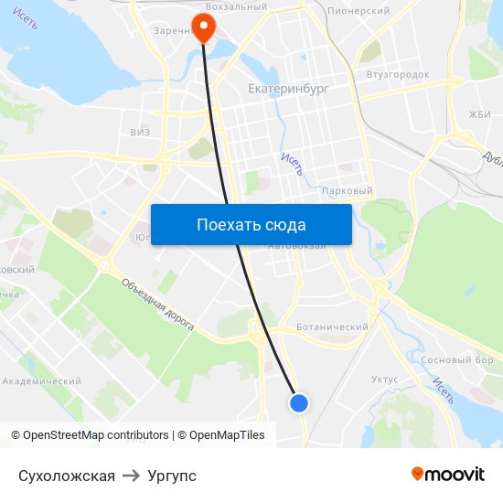 Сухоложская to Ургупс map