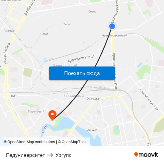 Педуниверситет to Ургупс map