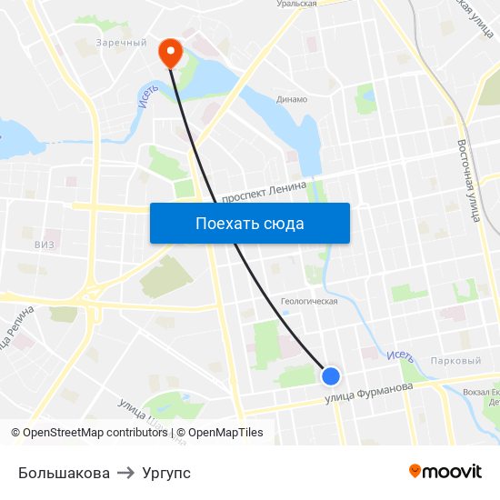 Большакова to Ургупс map