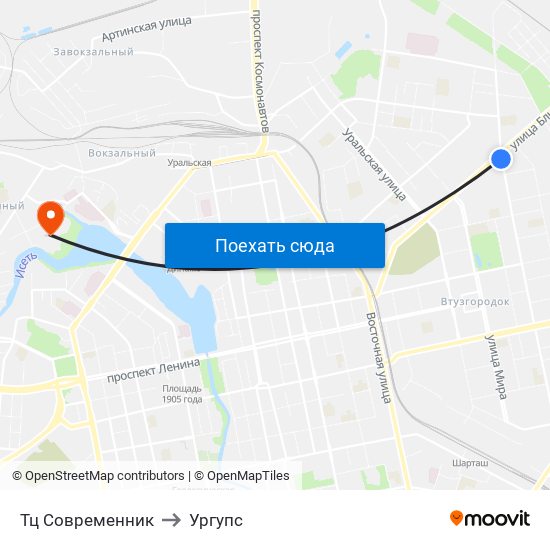 Тц Современник to Ургупс map