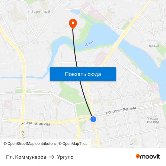 Пл. Коммунаров to Ургупс map