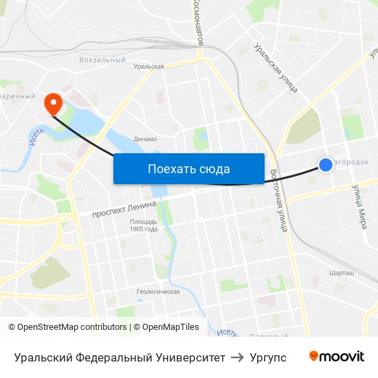 Уральский  Федеральный Университет to Ургупс map