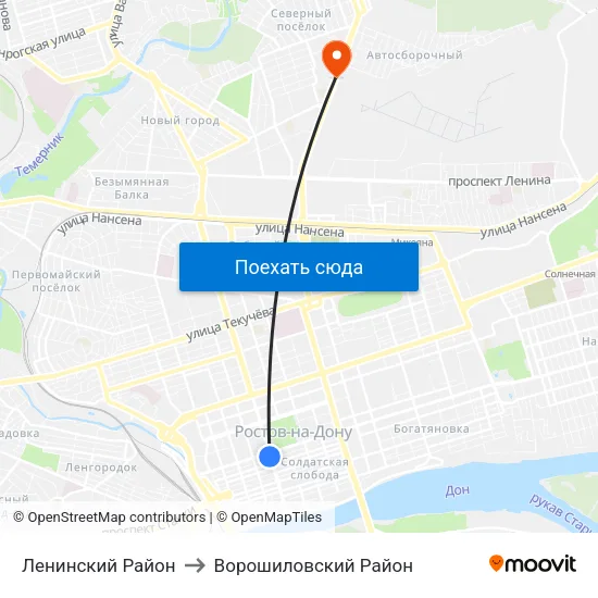 Ленинский Район to Ворошиловский Район map