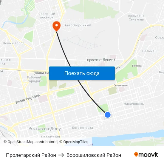Пролетарский Район to Ворошиловский Район map