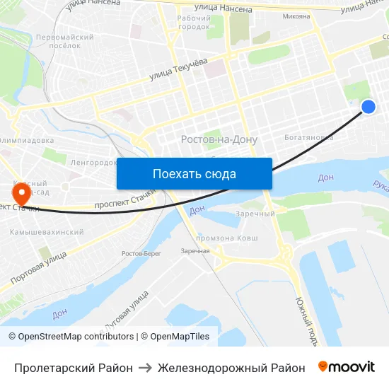 Пролетарский Район to Железнодорожный Район map