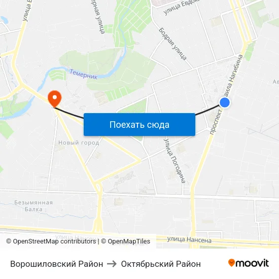 Ворошиловский Район to Октябрьский Район map