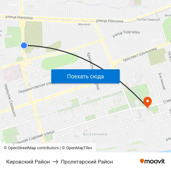 Кировский Район to Пролетарский Район map