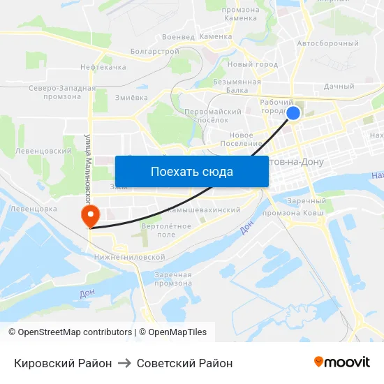 Кировский Район to Советский Район map