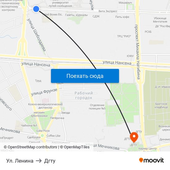 Ул. Ленина to Дгту map