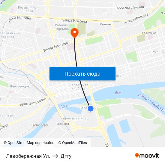 Левобережная Ул. to Дгту map