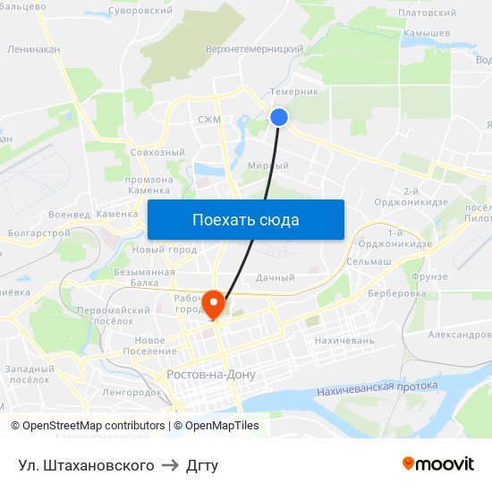 Ул. Штахановского to Дгту map