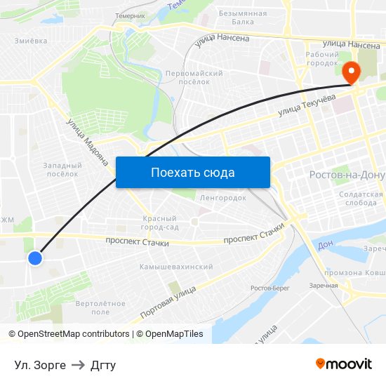 Ул. Зорге to Дгту map
