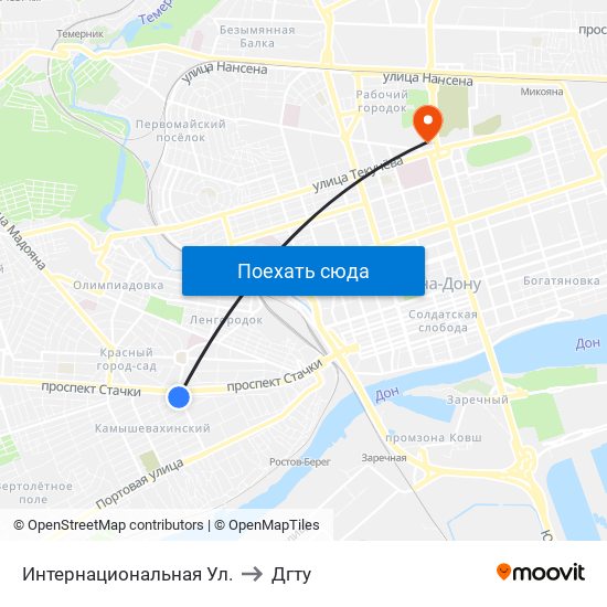 Интернациональная Ул. to Дгту map