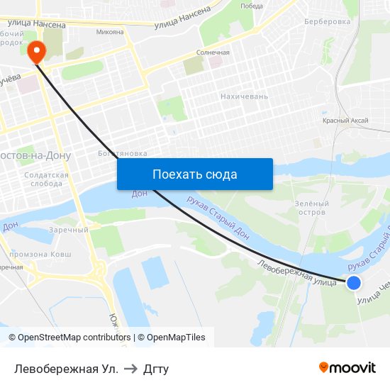 Левобережная Ул. to Дгту map