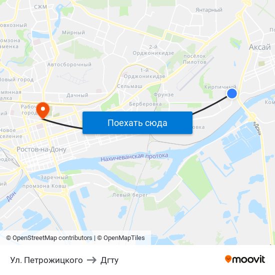 Ул. Петрожицкого to Дгту map
