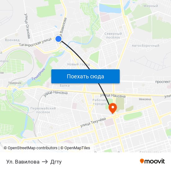 Ул. Вавилова to Дгту map