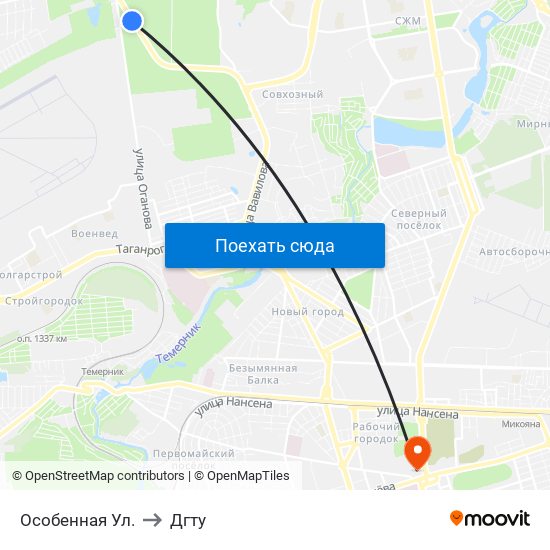 Особенная Ул. to Дгту map