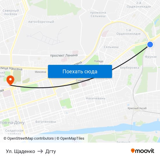Ул. Щаденко to Дгту map