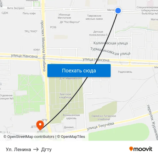 Ул. Ленина to Дгту map