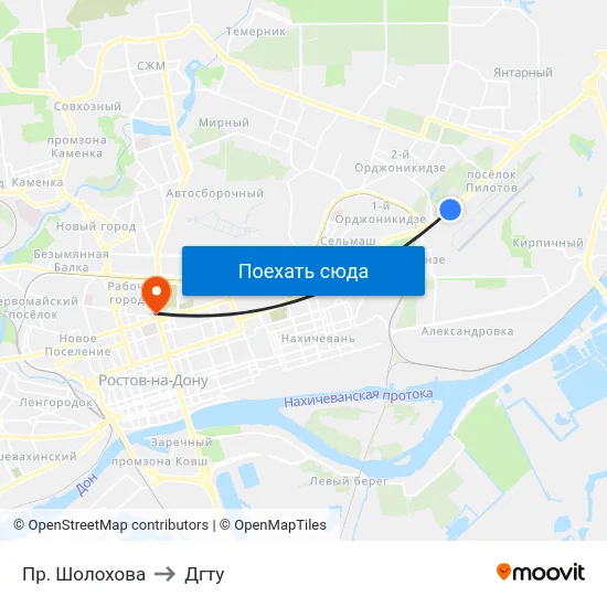 Пр. Шолохова to Дгту map