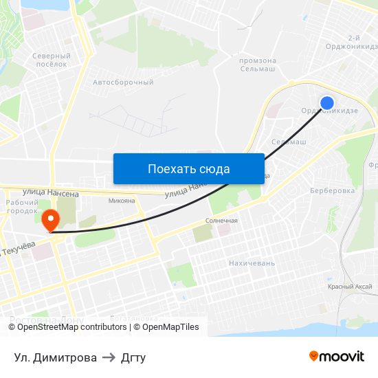 Ул. Димитрова to Дгту map