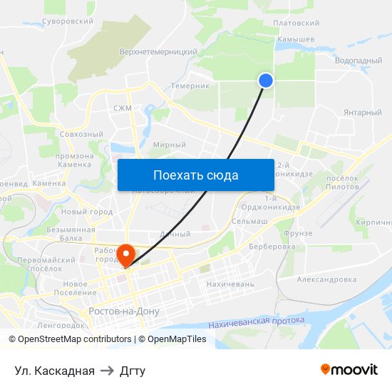 Ул. Каскадная to Дгту map