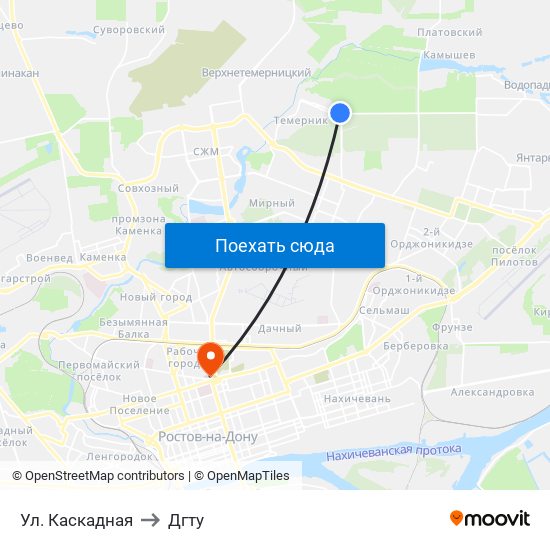 Ул. Каскадная to Дгту map