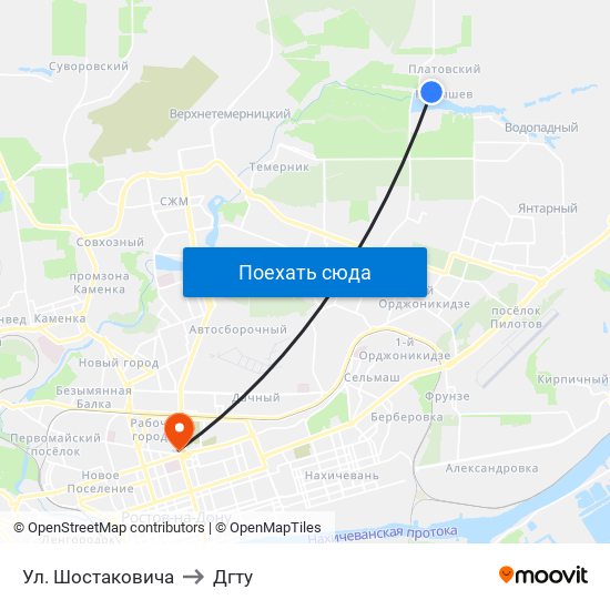 Ул. Шостаковича to Дгту map