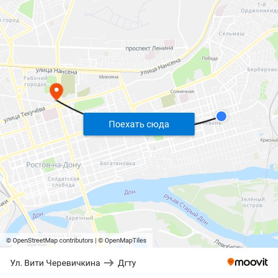 Ул. Bити Черевичкина to Дгту map