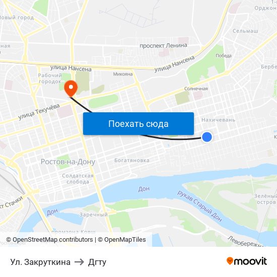 Ул. Закруткина to Дгту map