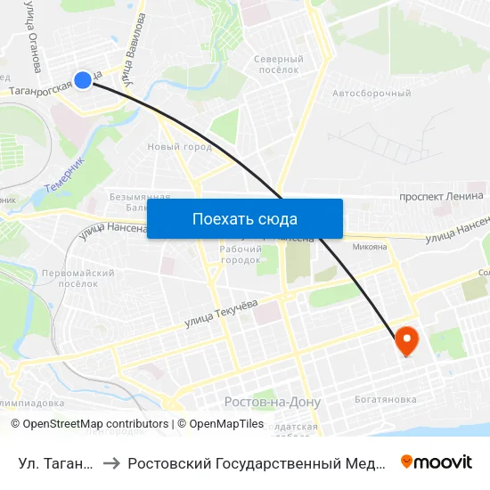 Ул. Таганрогская to Ростовский Государственный Медицинский Университет map