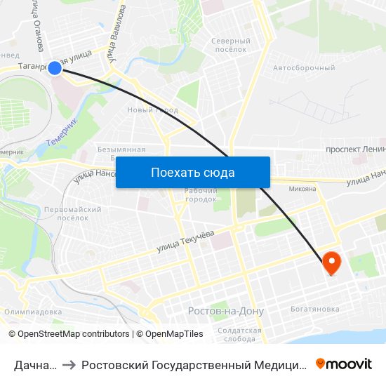 Дачная Ул. to Ростовский Государственный Медицинский Университет map