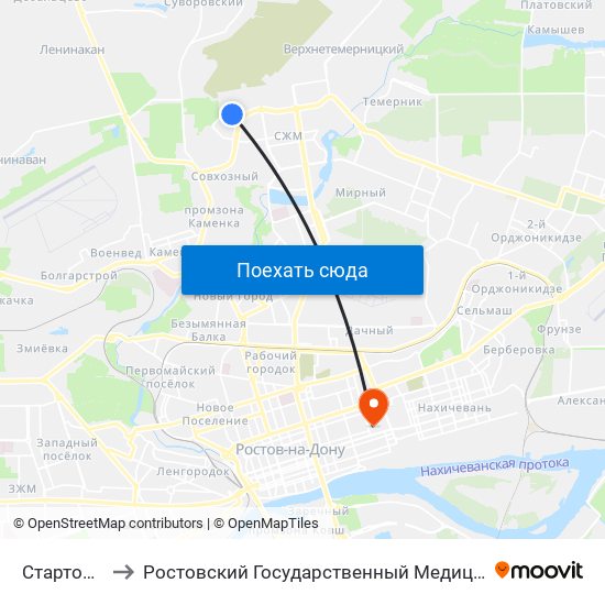 Стартовая Ул. to Ростовский Государственный Медицинский Университет map